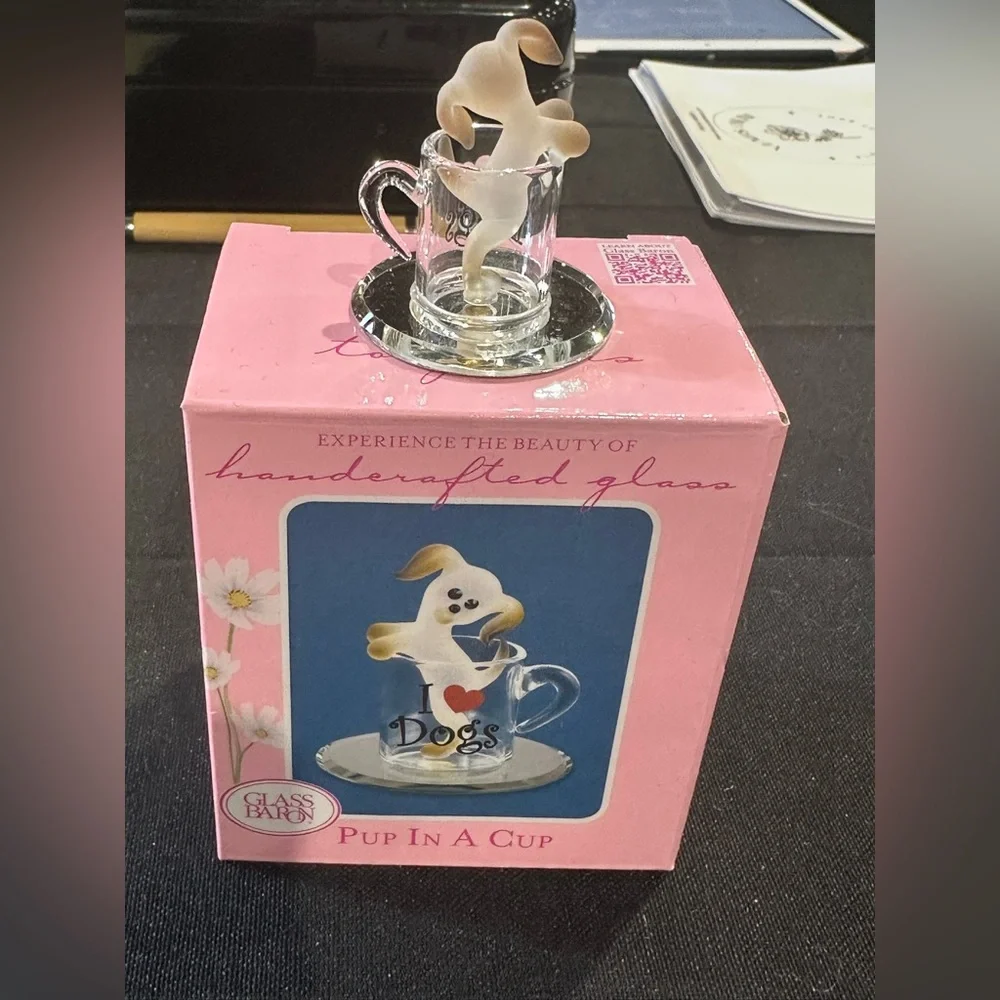 Glass Baron: Glass Pup in a Cup Figurine